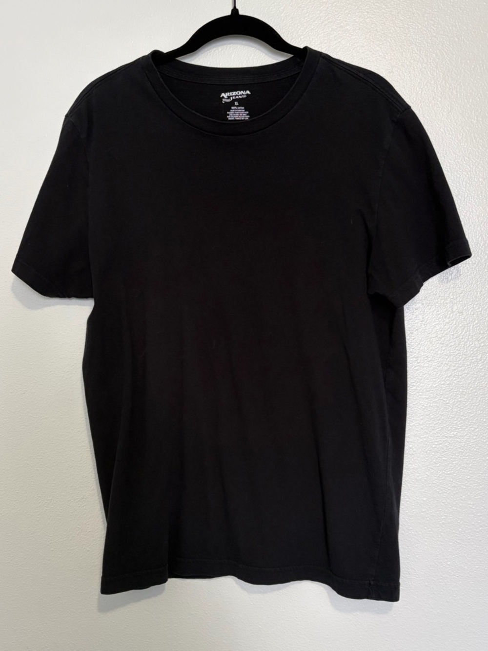 Arizona Jean Co Men’s Black Basic T-Shirt – Size XL – Classic Crew Neck Tee